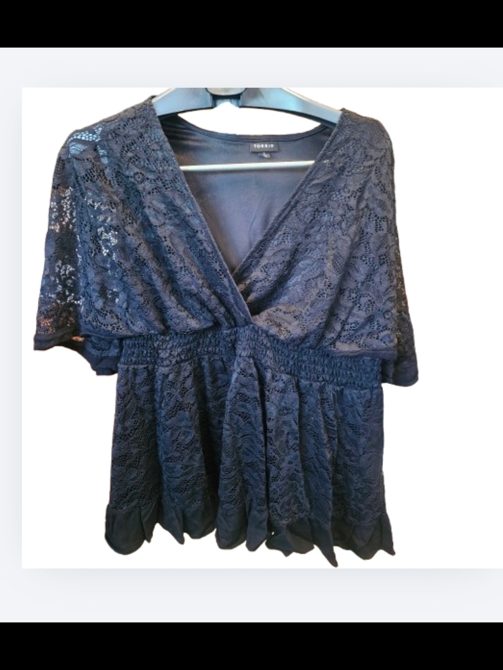 torrid Black Lace Wrap Peplum Blouse